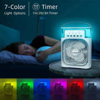 Portable Air Conditioner Fan Large Size USB Electric Fan with LED Night Light, Fine Mist Water, and Humidifier Function | Led Night Light Water Mist (Random Color)