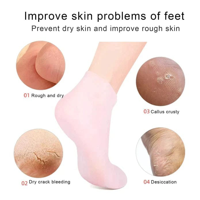01 Pair - Silicone Foot Care Socks Anti Cracking Moisturizing Gel Socks Cracked Dead Skin Remove Protector - Silicone Socks And Gloves For Moisturizing Hands And Feet