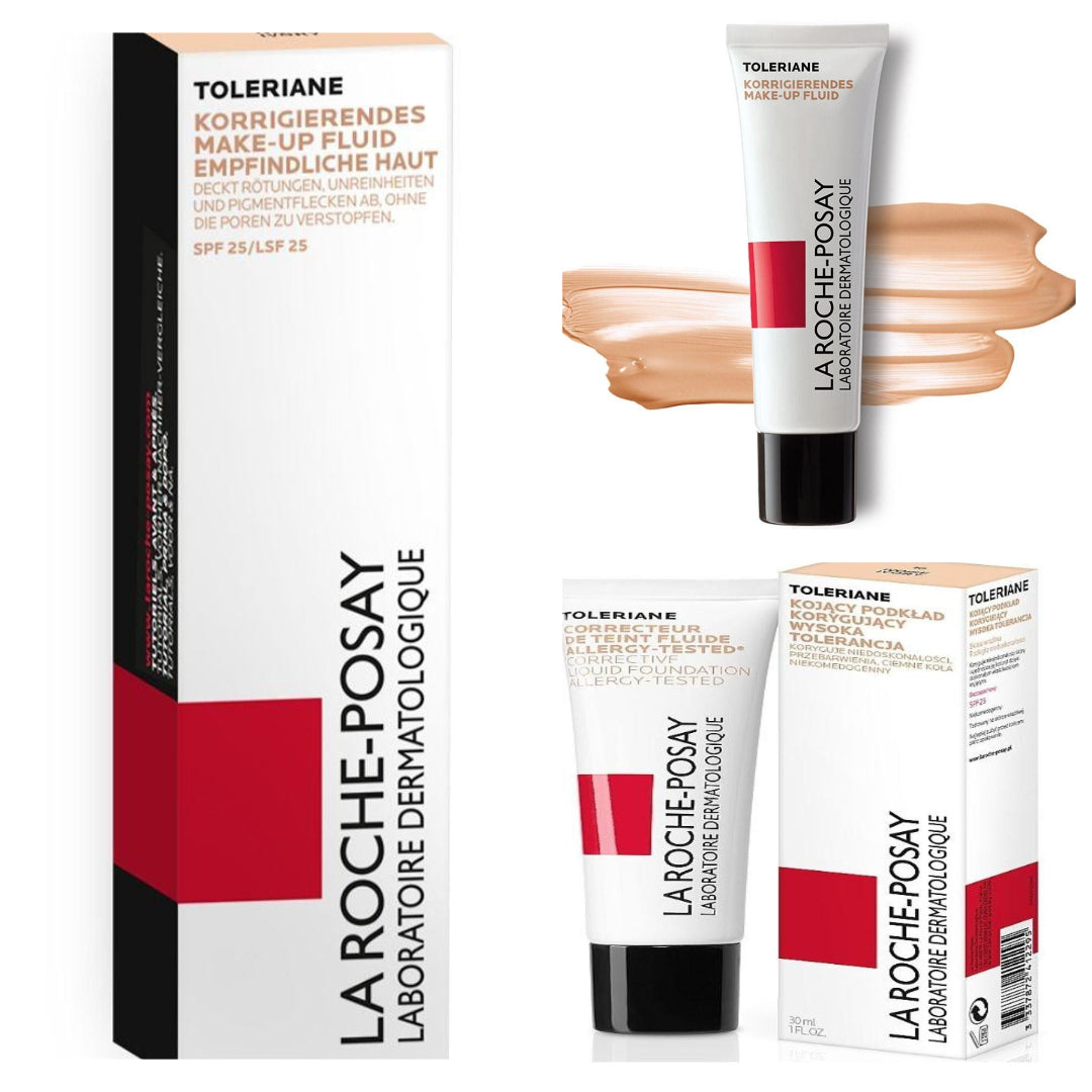La Roche-Posay Toleriane Corrective Liquid Foundation SPF 25 – High-Coverage, Lightweight Makeup for Sensitive Skin - 30ml – Shade: Ivory