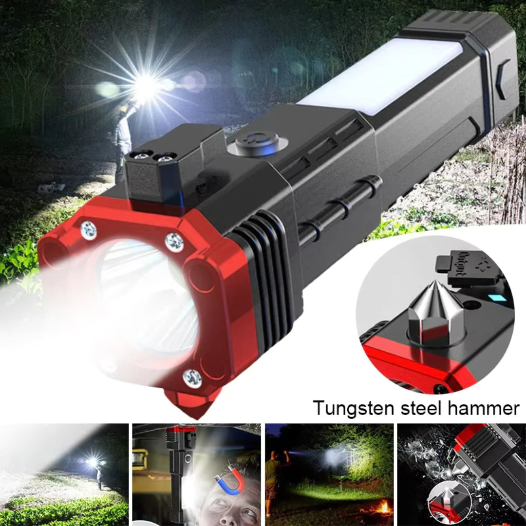 Multi-functional LED Flashlight ,torch ( Rechargeable ) with box (random Color)