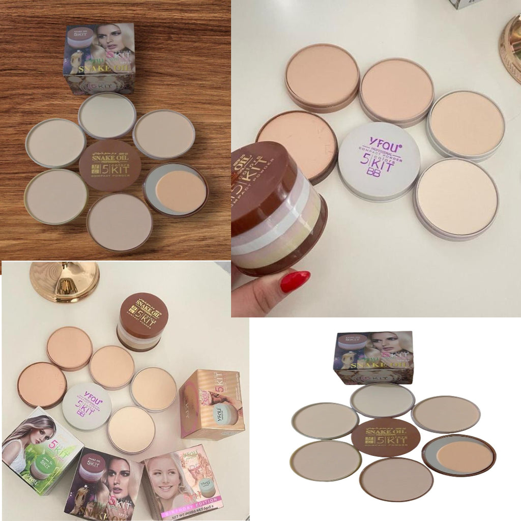 Pack Of 01 - 5 in 1 | Multi-Shade Face Powder Palette with Mirror | Compact Makeup Kit for All Skin Tones | Natural Finish &amp; Easy Blending