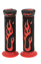 Universal Motorcycle Handlebar Grips 7/8" – Skull Head Flame Rubber Hand Grips (Black/Blue, Black/Red)