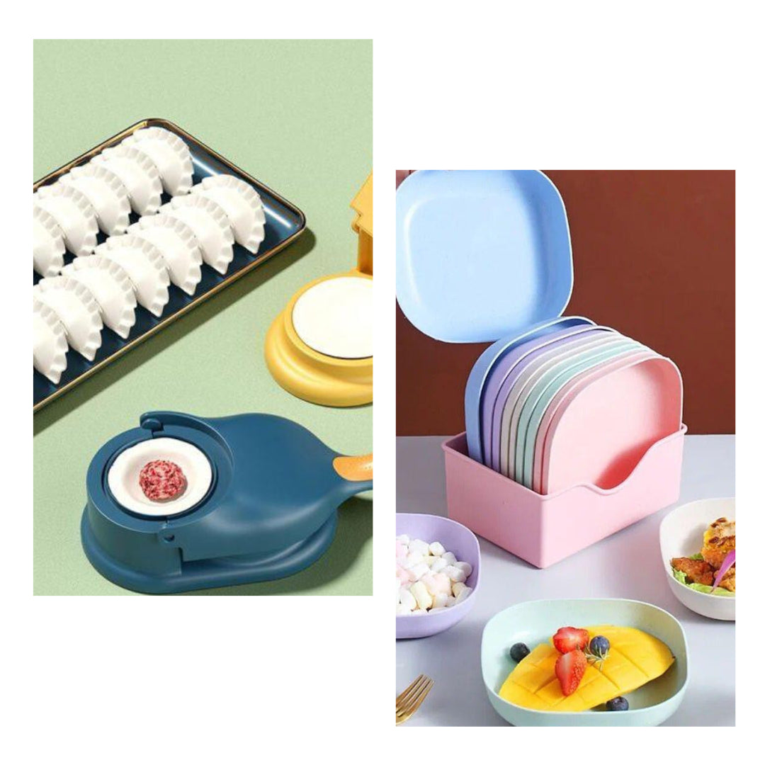 10pcs Kitchen Plate & Dumpling Maker Set – Food Grade, Multi-Use, Random Colors