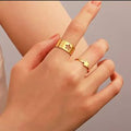 2pc Golden Trendy Star Couple Ring