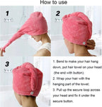 Turby Towel Bath Towels - Dry Hair Cap Super Absorbent Quick-drying Shower towel (Random color) 65 CM length