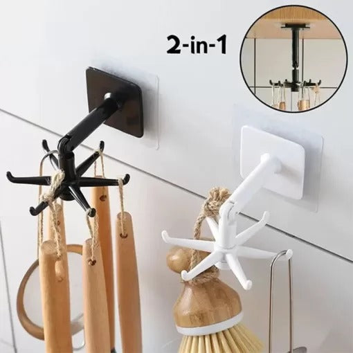 Kitchen Tools Spoon Holder Stand 360 Degrees Rotated Punch-Free Rack Wall Hanging - 1Pc