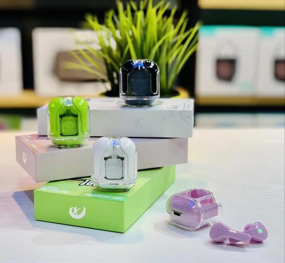 Air31 Earbuds Wireless Crystal Transparent body | Air 31 Bluetooth Ear Bud - with pouch (random color)