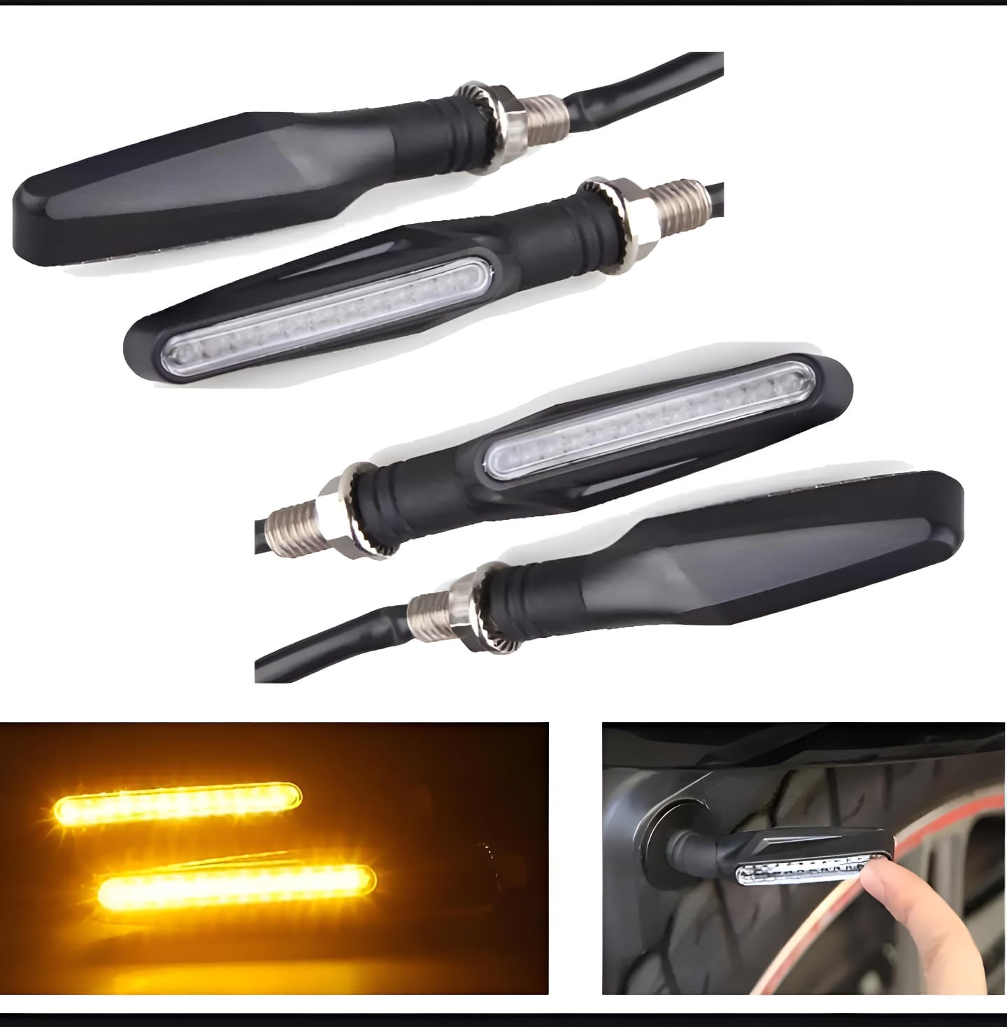 Pack of 1 pair(2pcs) - Audi Flow Style Led Motorcycle Turn Signals Indicator Amber Light