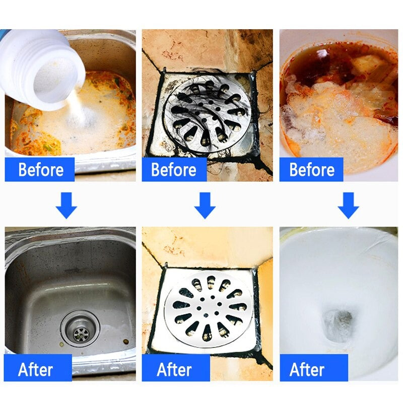 Powerful Toilet & Sink Clog Remover Drain Cleaner Powder, Pipe Quick Foaming Pipeline Dredger Toilet Clogging Dredging Powder, Drain Pipe Dec-logger Pipeline Dredger - (100g)