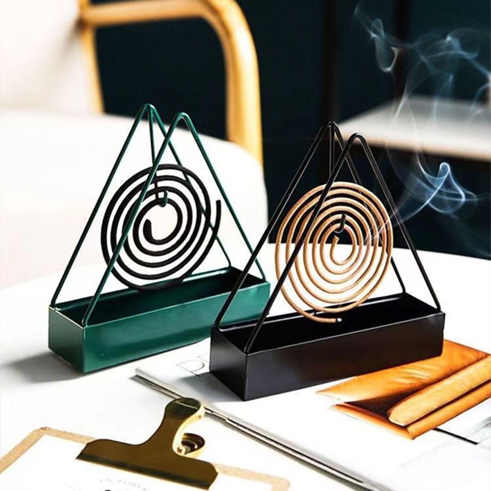 Mosquito Coil Holder Incense Burner Decorative Ornament Craft  Triangle (Only black)