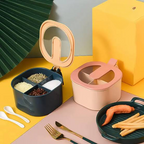 Combo Deal - 4 Section Spice Container Box &amp; Multi-function Spit Bone 10 Plate Set Kitchen Storage Organizer (Random color)