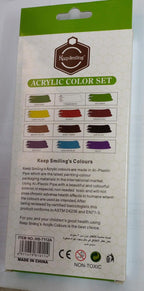 Acrylic Oil Glass Water Fabric Colour Paint Set - Pack Of 12 ( 12ml - 12 Tubes )