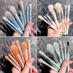 8pcs Travel Makeup Brush Kit Mini Cosmetic Brush for Face Foundation Blush Eye Shadow Wooden Handle (random color)