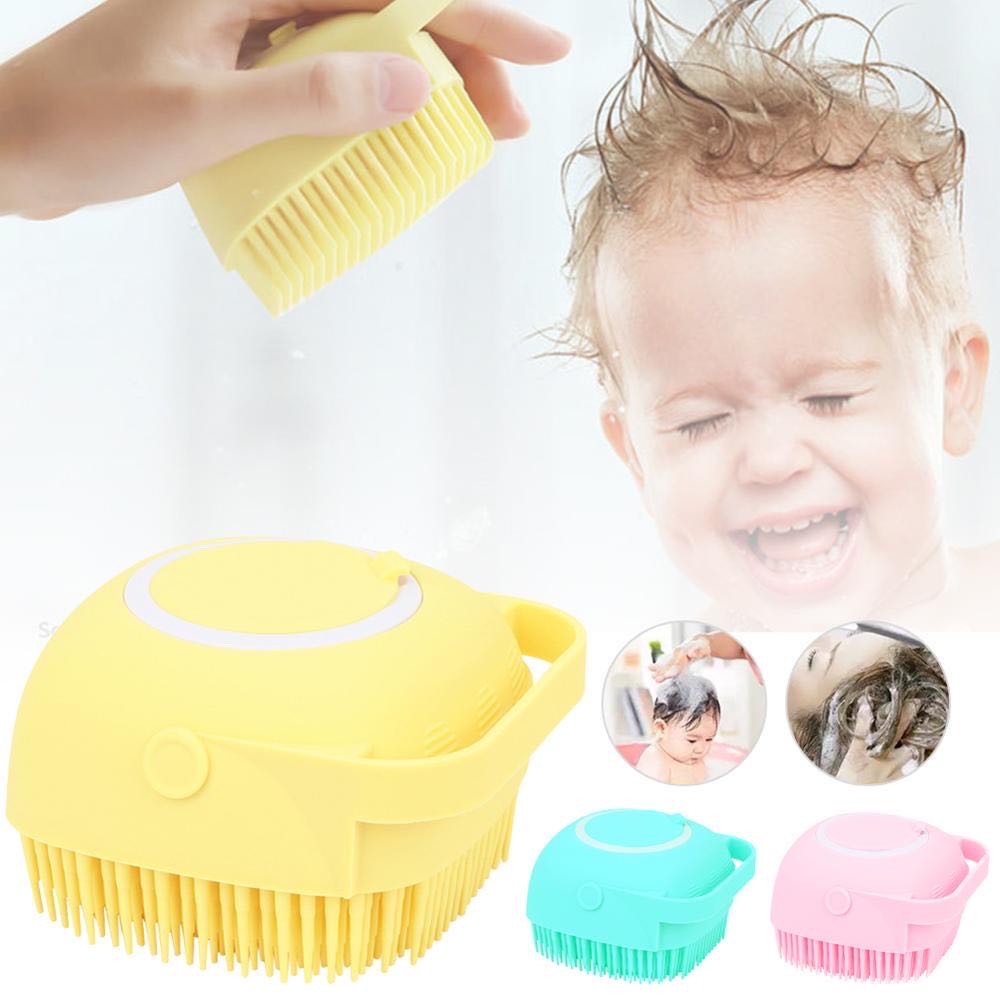 Silicone Bath and Body Shower Brush with Liquid Soap Dispenser (Random Color)