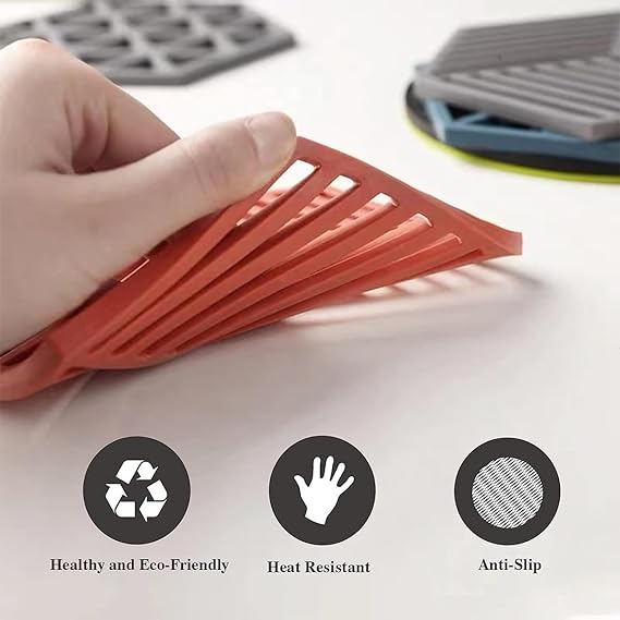 1PCS Multifunction Heat Resistant Silicone Mat Drink Cup Coasters Nonslip Pads Pot Holder Table Placemat Kitchen Accessories (random color)