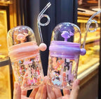 Children Whale Spray Cup Sippy Bottle Cartoon Baby with Sippy Kettle Outdoor Portable Children's Cup (Random Color)