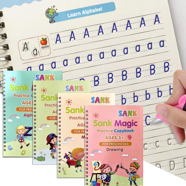 Sank Magic book Practice [Pack of 4] | Tracing Handwriting First Preschool Baby Learning Books for Kids