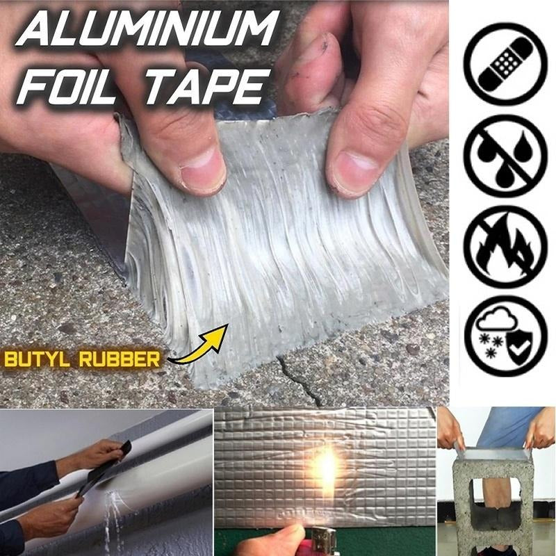 Aluminum Foil Butyl Rubber Tapes Self Adhesive Waterproof Tape 2 inch x 1.5 MTR
