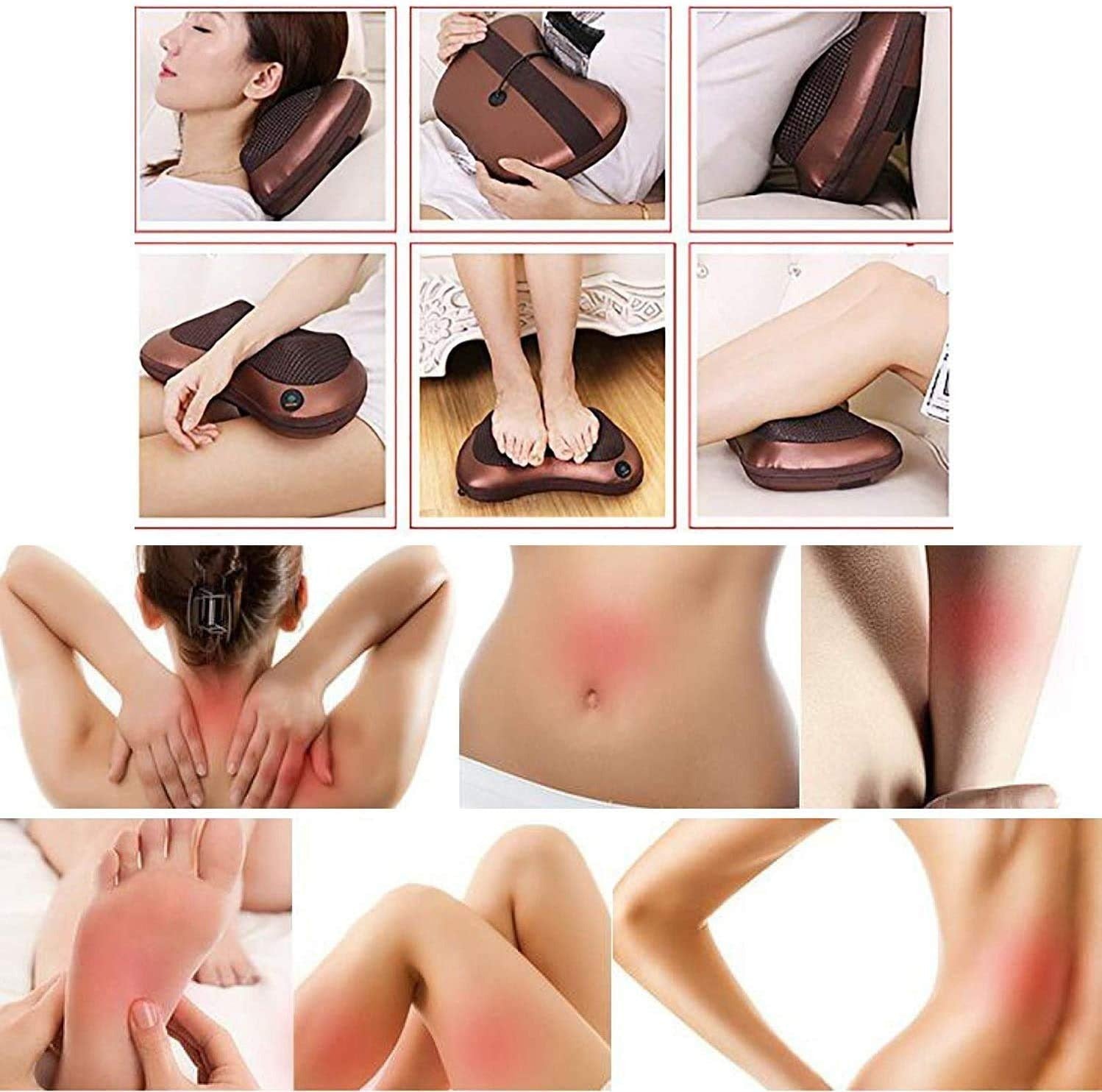 Car and Home Massage Pillow Electric Massager for Neck, Back, Shoulder, Waist, Muscle Pain Relief with Heat Function