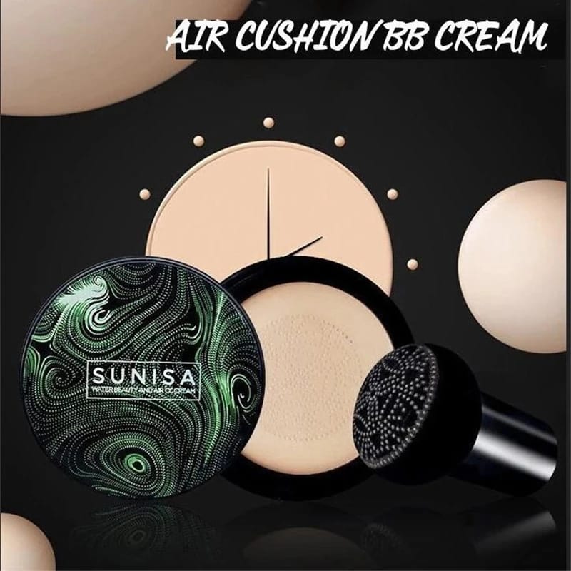 3 in 1 Makeup Deal  Sunisa Foundation Base 20g Waterproof Mushroom Head Air Cushion BB Cream Nude Liquid Foundations +yanqina 36H liner + 5 in 1 lipstick Pen