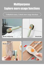 Multi-purpose Shoe Brush Soft Bristle Automatic Liquid Long Handle Cleaning Brush Clothes Board Brush Household Cleaning Tools(random color)