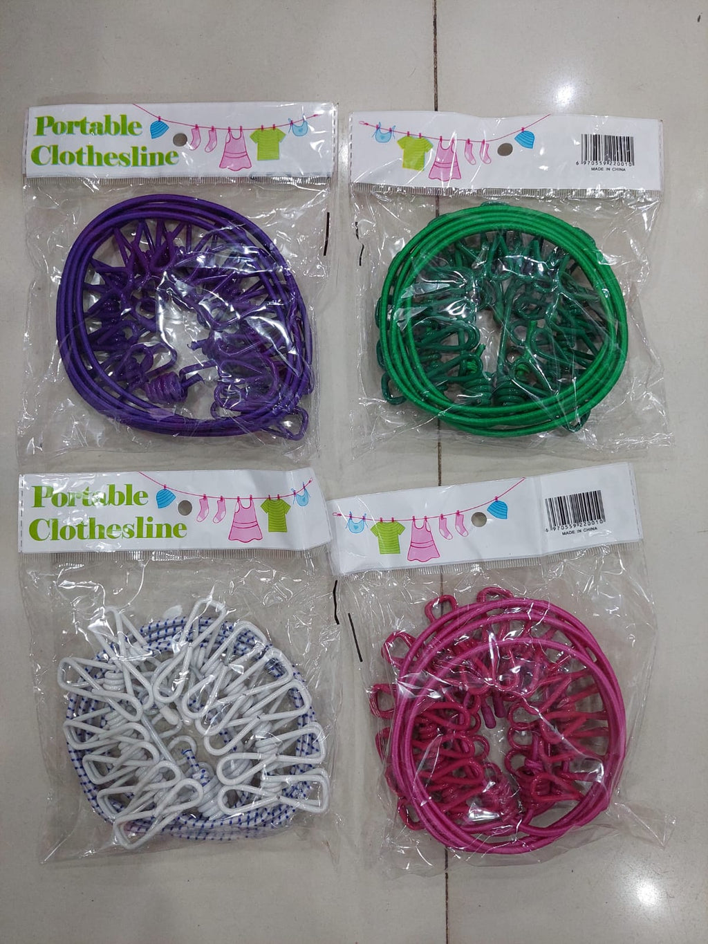 Clip&amp;hang portable clothesline- Elastic, Windproof   Eco-Friendly for Travel  Home Use (random color)