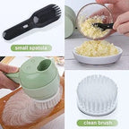4 in 1 Handheld Electric Vegetable Cutter Wireless Food Processor for Garlic Pepper Chili Onion Celery Ginger Meat with Brush(random color )