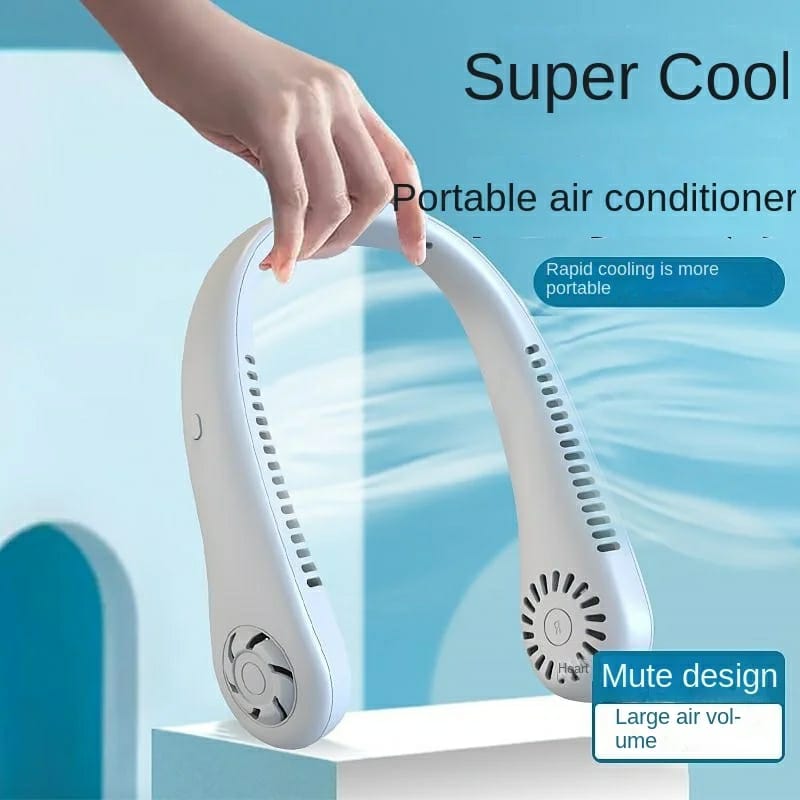X5 Leafless Hanging Neck Fan with Adjustable Neck Band - Portable Rechargeable Neck Fan - Neck Fan For Summer (Random Color)
