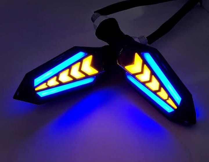 Bike Indicator Slide Arrow Running Style With Lava DRL Red - Yellow 2 Pcs Set