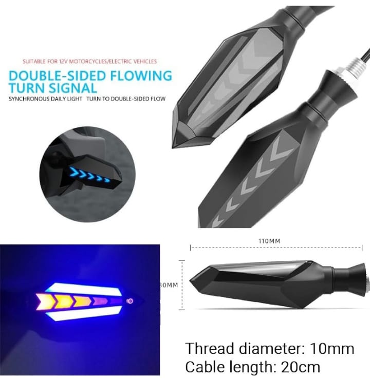 Bike Indicator Slide Arrow Running Style With Lava DRL Red - Yellow 2 Pcs Set