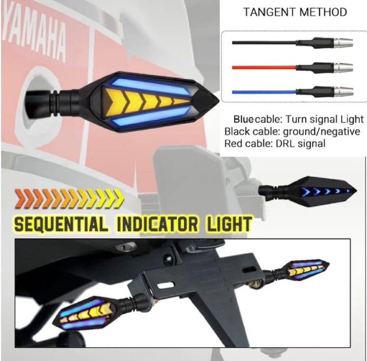 Bike Indicator Slide Arrow Running Style With Lava DRL Red - Yellow 2 Pcs Set