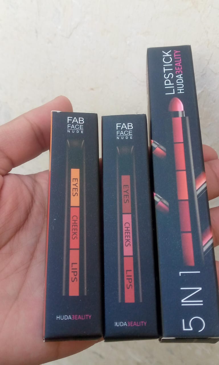 2 in 1 Combo  HUDA  Beauty  Professional  Eyes Cheeks Lips (Lipsticks)