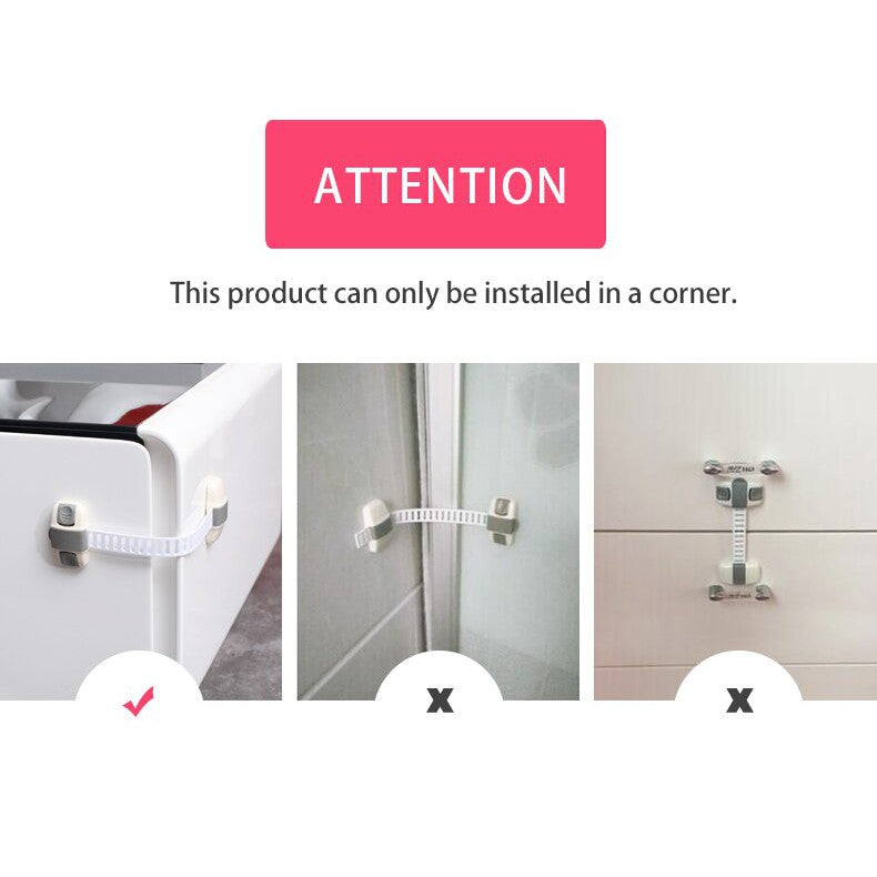 Adjustable Multi purpose lock Child Safety Cabinet Lock Protector Drawer Door Cabinet Lock Plastic Protection Kids Safety Door Lock
