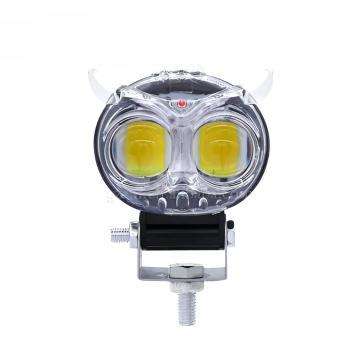 PACK OF 2 Owl Shape Crystal Multi Color Drl Led Fog Light For Bikes Universal Fitment For Bikes  Metal Back Body