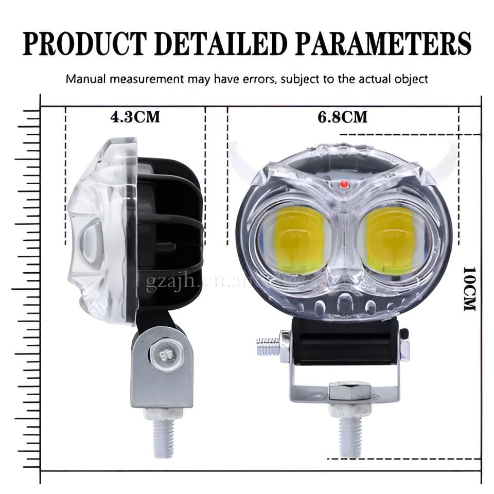 PACK OF 2 Owl Shape Crystal Multi Color Drl Led Fog Light For Bikes Universal Fitment For Bikes  Metal Back Body