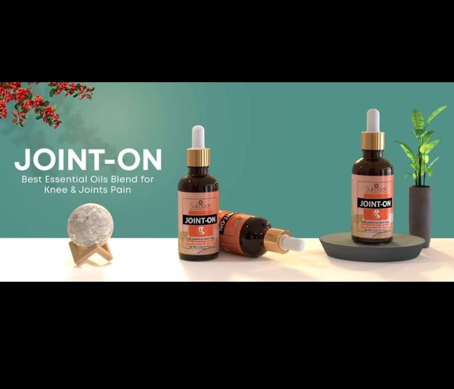 Sukoon Joint On Essential Oil Blend for pain in joints, back pain, arthritis pain, knee pain, tennis elbow, strains and sprains (30ml)