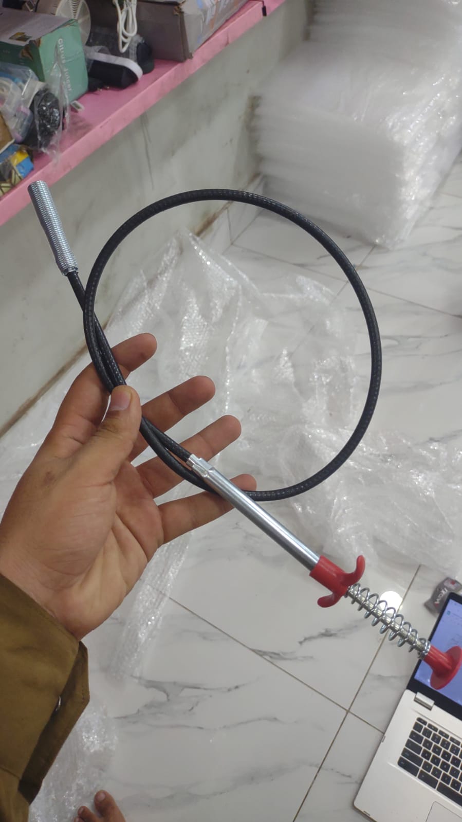 Stainless Steel Hair Catching Drain Cleaning Wire Spring Sink Cleaning Stick (60cm)