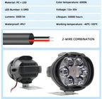 2PCS Work Lights 6 LED Motorcycle Headlight Spot Light Waterproof Super Bright Auxiliary Scooters Universal 12v Led Bar