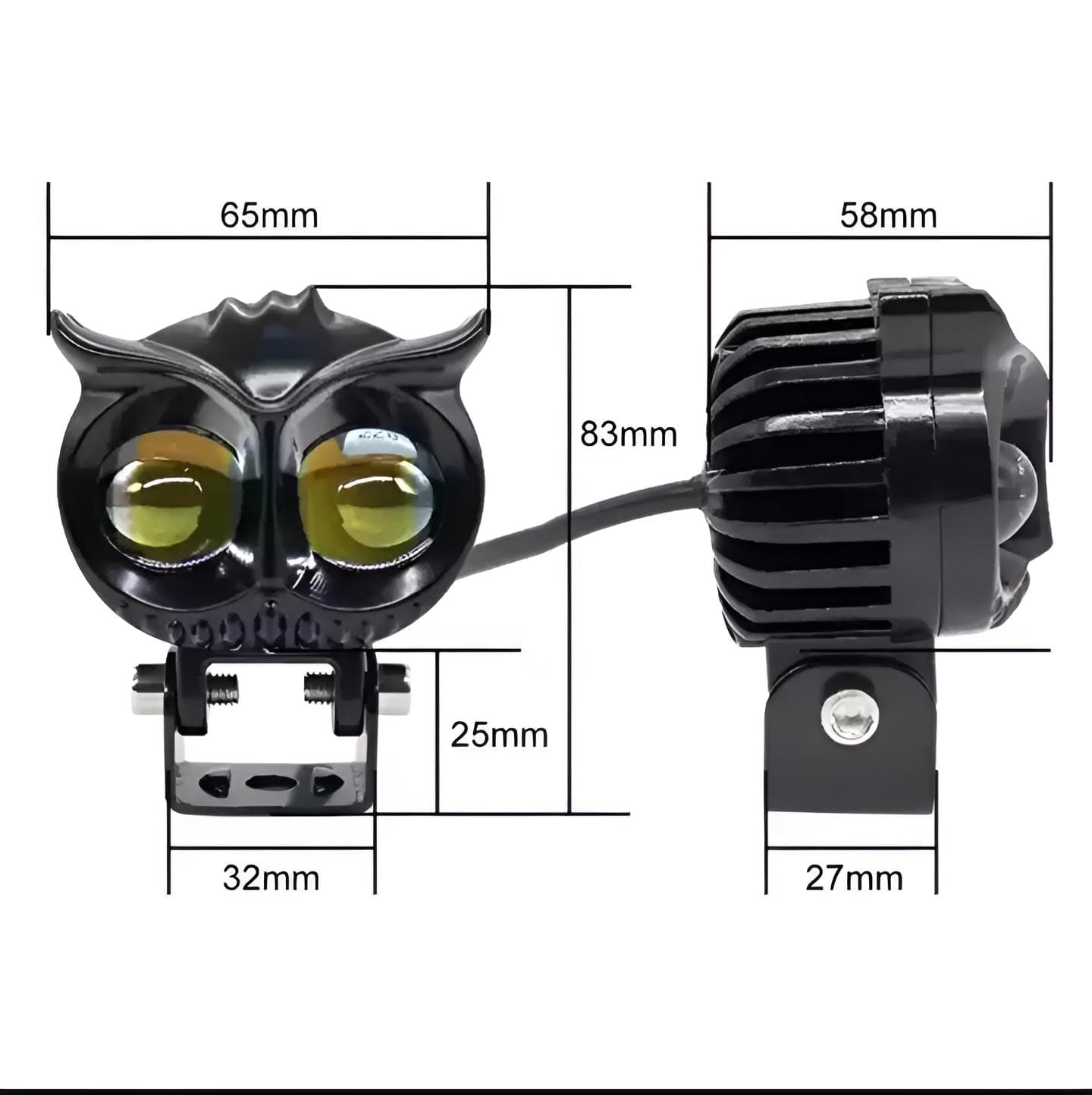 OWL Shape Fog Flash light Low &amp; High Beam Owl Metal Body Spot Light for All Cars And Bikes (1pc)