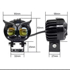 2 Pcs OWL Shape Fog Yellow-White &amp; Flash light Low &amp; High Beam Owl Plastic Body Spot Light for All Cars And Bikes 9V-60V 40W