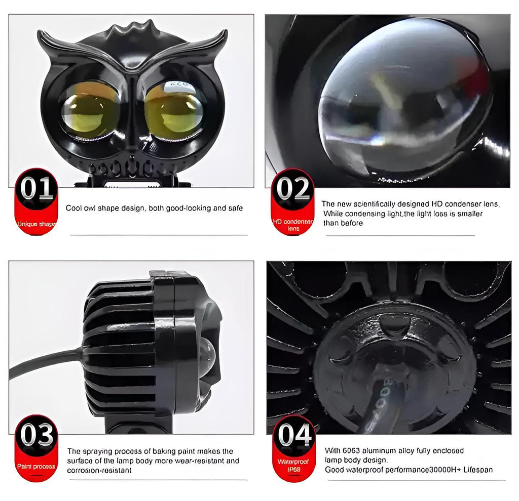 OWL Shape Fog Flash light Low &amp; High Beam Owl Plastic Body Spot Light for All Cars And Bikes (1pc)