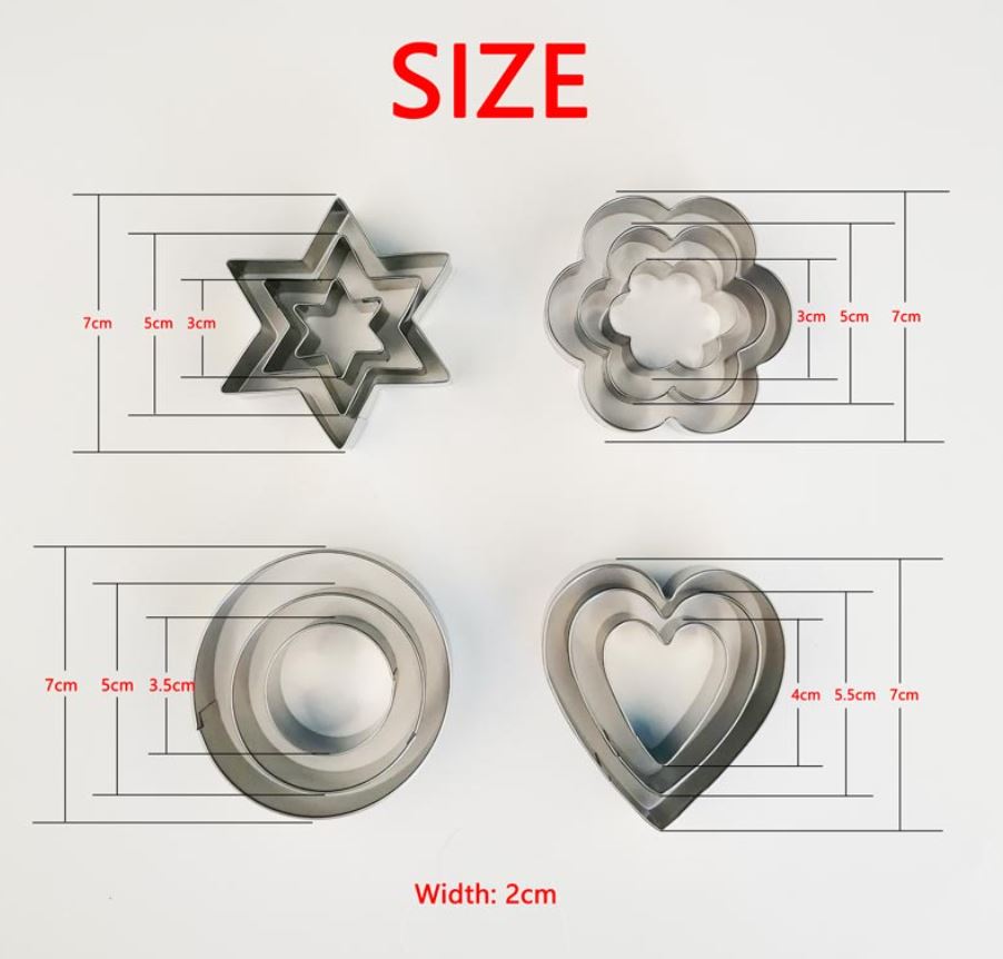 12-Piece Stainless Steel Cookie Cutter Set – DIY Baking Molds in Star, Heart &amp; Various Shapes – Multi-Purpose Kitchen Tools for Cookies, Cakes, Fried Eggs &amp; More