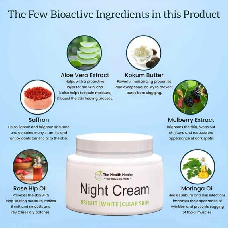 Sealed Packed | The Health Healer Night Cream | High Quality Whitening Cream  – 50g