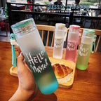 Frosted Glass Water Bottle With Hello Master Decal Logo - 400ml  (Random color)