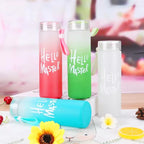 Frosted Glass Water Bottle With Hello Master Decal Logo - 400ml (Random color)