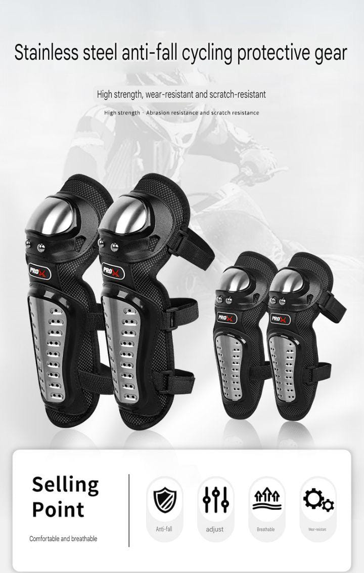 Motorcycle Elbow Pads for Men Stainless Steel Off-road Locomotive Protective Gear Anti-fall Riding Equipment (4 pcs)