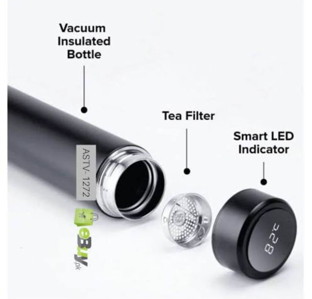 Temperature Display Indicator Insulated Stainless Steel Hot &amp; Cold Flask Bottle (Random Color) (500 ML )