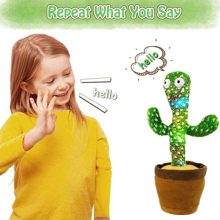 Dancing Cactus Toy – Singing, Talking, Voice Recording Plush with USB Rechargeable Function – Fun Educational Gift for Babies and Kids (Ages 6 Months &amp; Up) - Rechargeable - With Cap