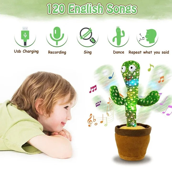 Dancing Cactus Toy | Talking Cactus | Tree Cactus Plush Toy for Children, Kids &amp; Toddlers - Rechargeable Cactus Toys For Kids - With Box