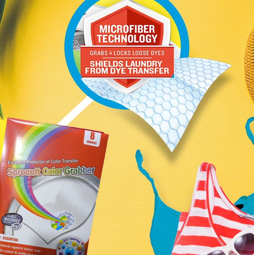 Sprouutt Color Grabber - 8 Sheets Stain Remover | Protects Laundry From Color Runs or Bleeds | Color Catcher, Dye Trapping Sheet